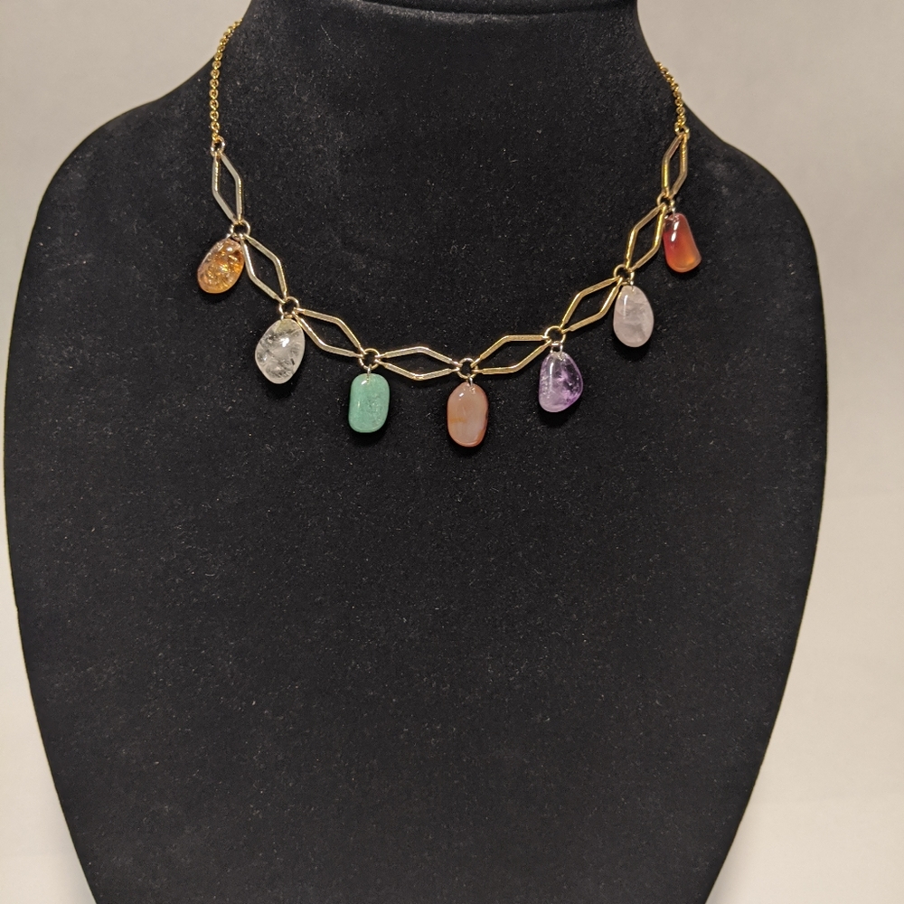 Gold choker with semi-precious stones